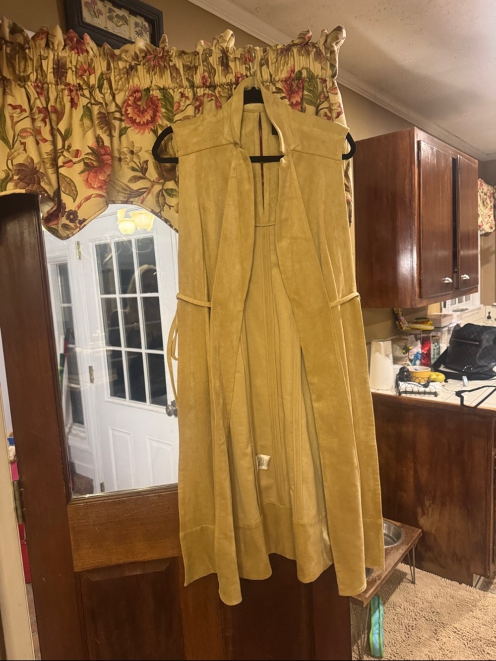 BCBGMaxAzria Mustard Suede Long Vest